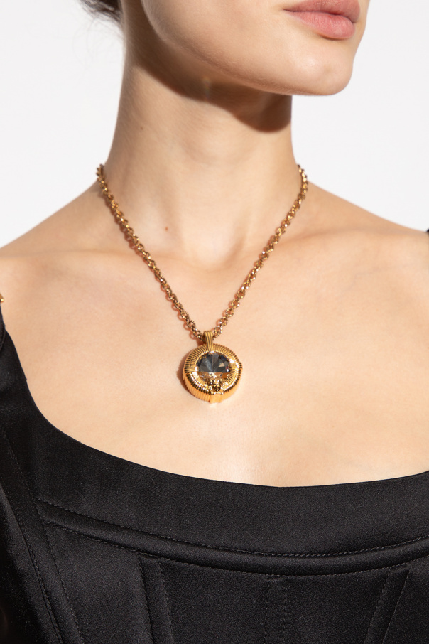 Gold round clearance cage medusa necklace